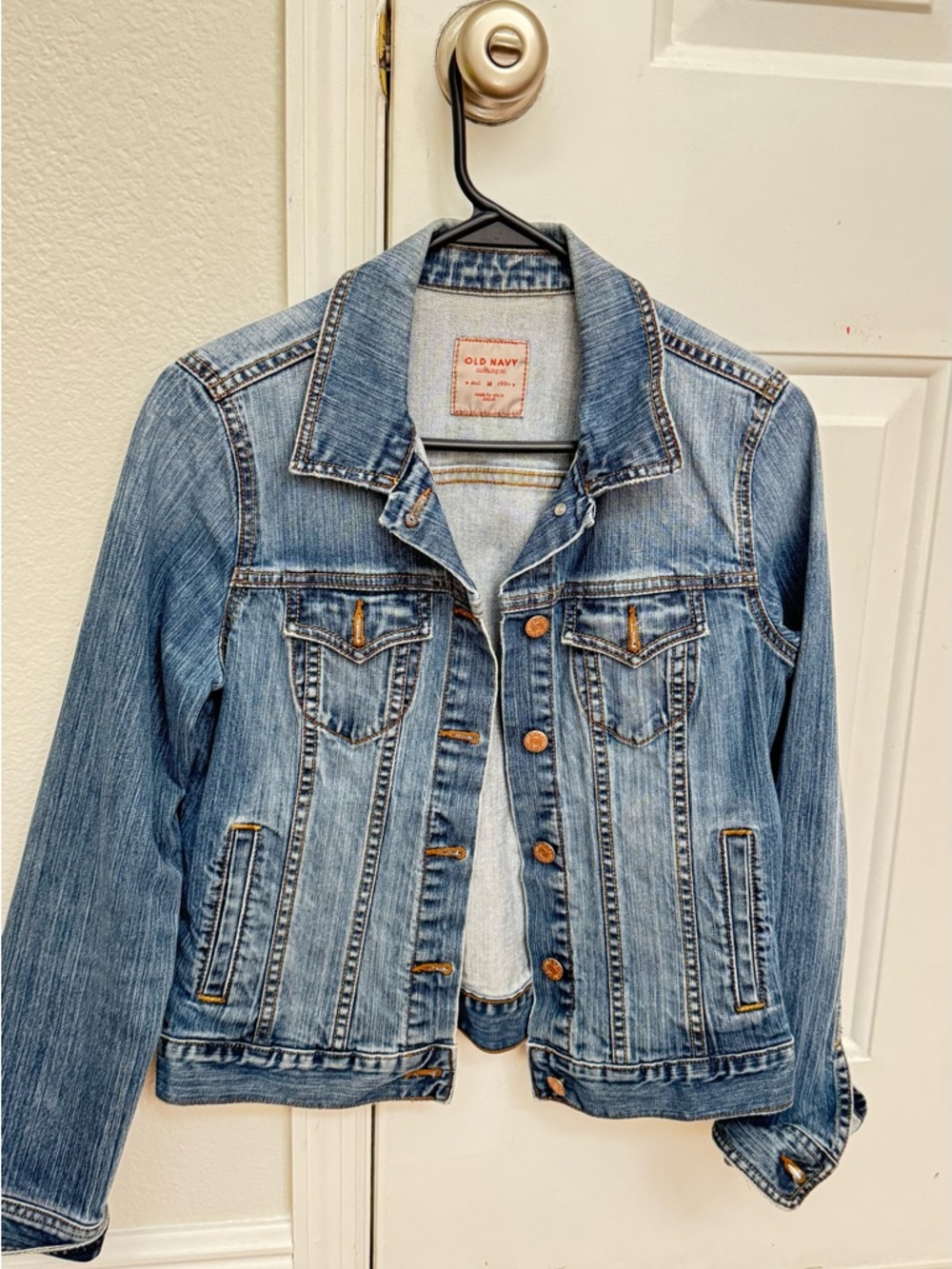Old Navy Medium Blue Women's Denim Jacket with Faded Wash